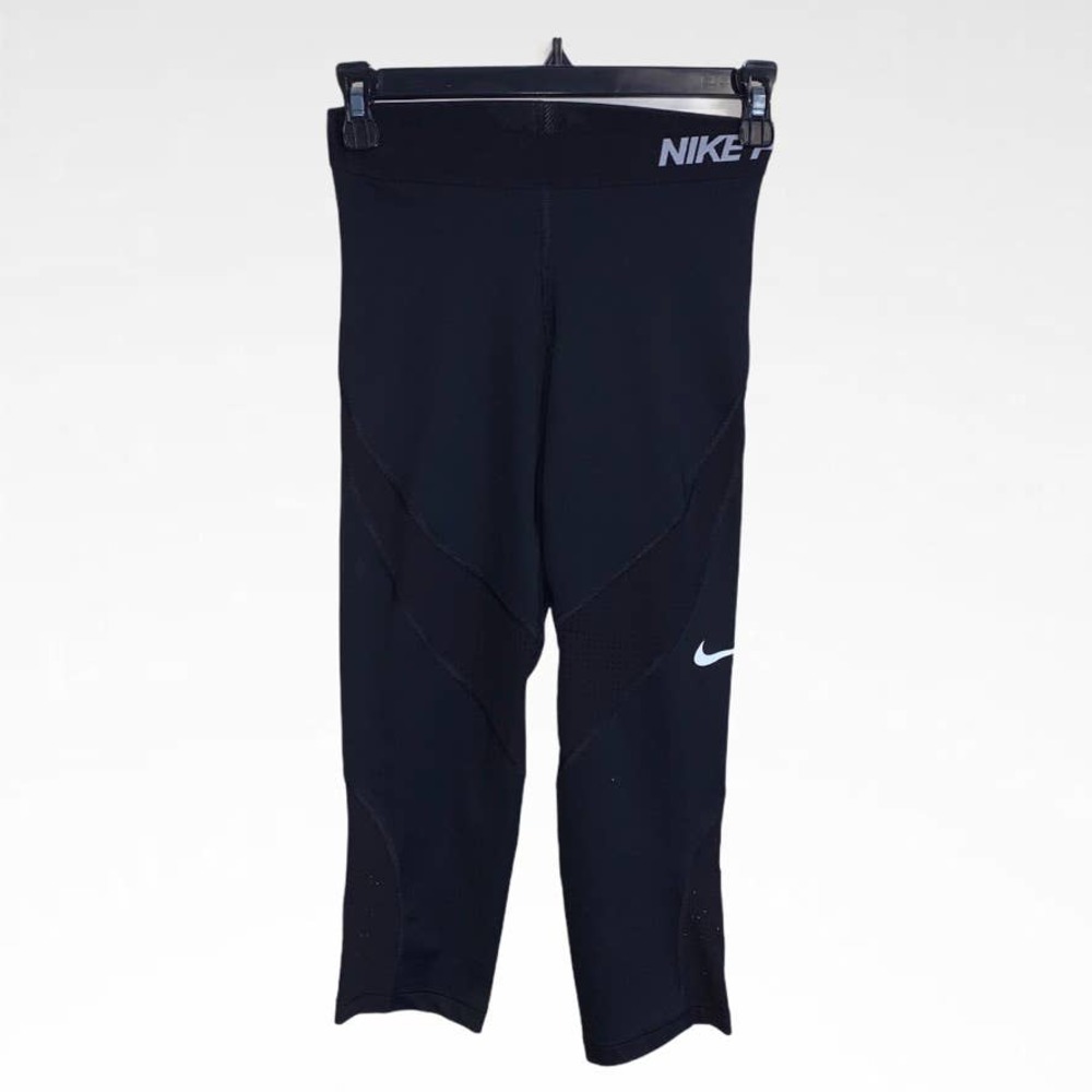 NIKE PRO BLACK Crop Leggings w/Mesh XS